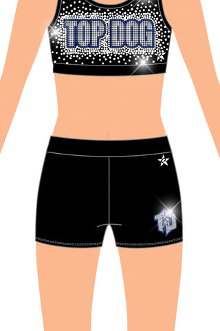 Top Dog Compression Short in Black with Crystal Logo