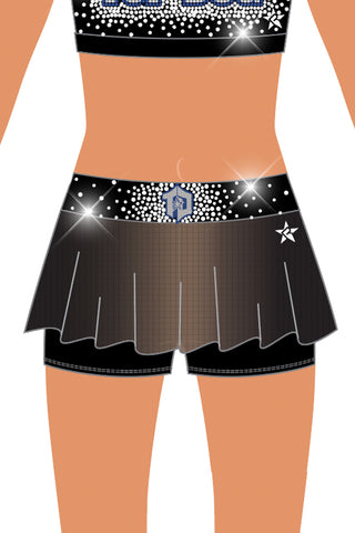 Top Dog Shorts with Skirt in Black with Crystal Logo