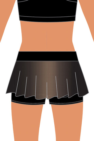Top Dog Shorts with Skirt in Black with Crystal Logo