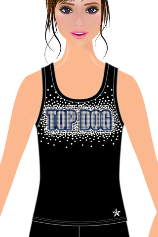 Top Dog Tank in Black with Crystal Logo